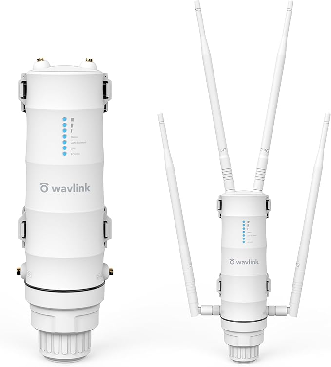 WAVLINK AC1200 Outdoor WiFi Extender, Weatherproof Dual Band Wireless Outdoor Access Point with POE, High Power Long Range WiFi Extender Signal Booster, 4x7dBi Antennas, AP/Router/Repeater Mode