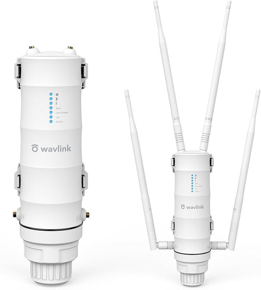 WAVLINK AC1200 Outdoor WiFi Extender, Weatherproof Dual Band Wireless Outdoor Access Point with POE, High Power Long Range WiFi Extender Signal Booster, 4x7dBi Antennas, AP/Router/Repeater Mode