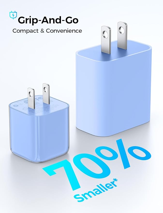 MAGIC JOHN 45W USB C Charger Block, Ultra-Fast Charging for iPhone 15/16/17 & More, Compatible with iPhone, iPad, Samsung, and Other USB C Devices Blue