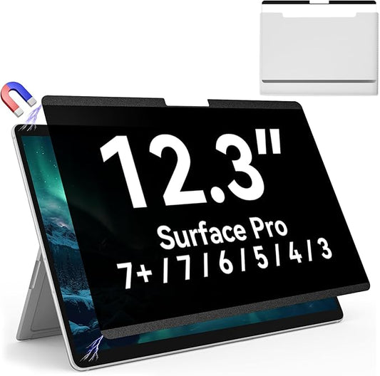 Magnetic Privacy Screen Protector for Microsoft Surface Pro 7+/7/6/5/4/3-12.3 In Reusable Surface Pro 7 Screen Protector Anti Glare Film, Anti Blue Light Filter, Removable Shield, Bubble Free Guard
