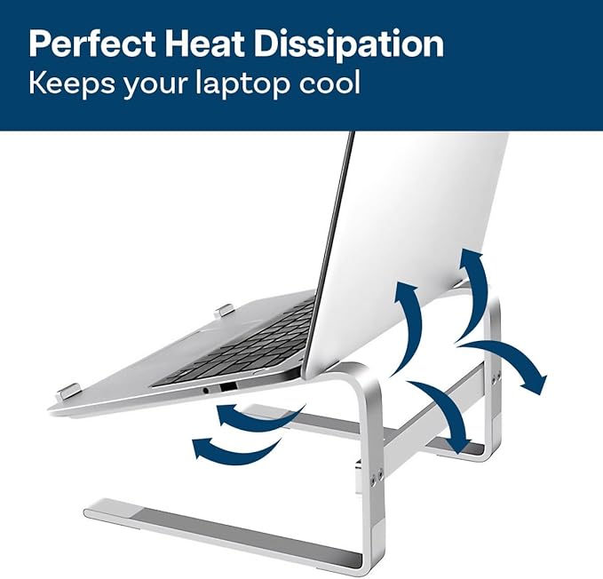 MMOBIEL Laptop Stand Tall - Riser 10 to 18 inches - Ventilated Holder Universal - Laptop Stand for Desk Compatible with MacBook, Notebook, ASUS and More - Incl. Tools - Aluminum