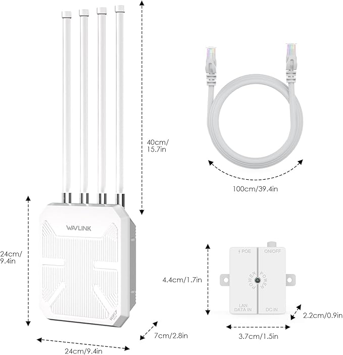 WAVLINK WiFi 7 BE5100 Outdoor WiFi Extender, Dual Band Long-Range Outdoor WiFi Repeater|Access Point|Mesh Router, POE Powered | IP67 Waterproof | 4 x 8dBi Antennas, 2.5 Gbps Ethernet, Up to 2800 sq.ft