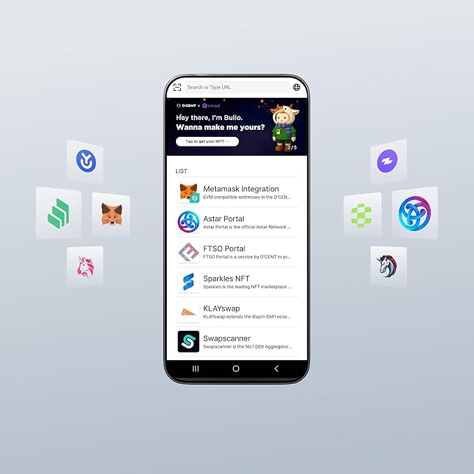 D'CENT Hardware Wallet – Biometric Cold Wallet for Crypto with Fingerprint Authentication | Secure Bluetooth Storage for Bitcoin, Ethereum, XRP, XDC, Solana, Stablecoins & More