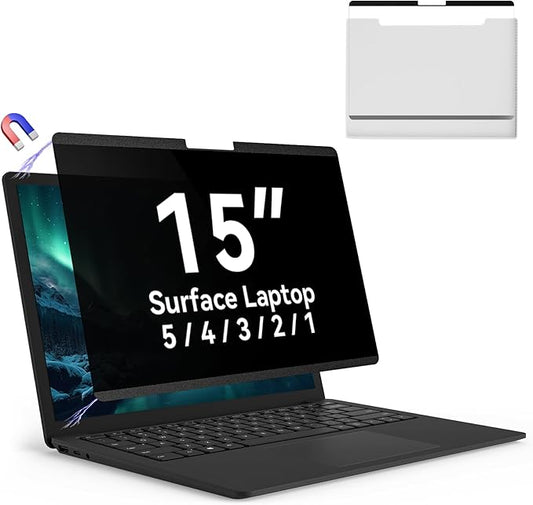 Magnetic 15 Inch Surface Laptop 5 Privacy Screen for Microsoft Surface Laptop 5/4/3/2/1, Removable Anti-Spy Filter Black Security Film, Anti Blue Light Filter Reusable Shield, Matte Bubble Free Guard