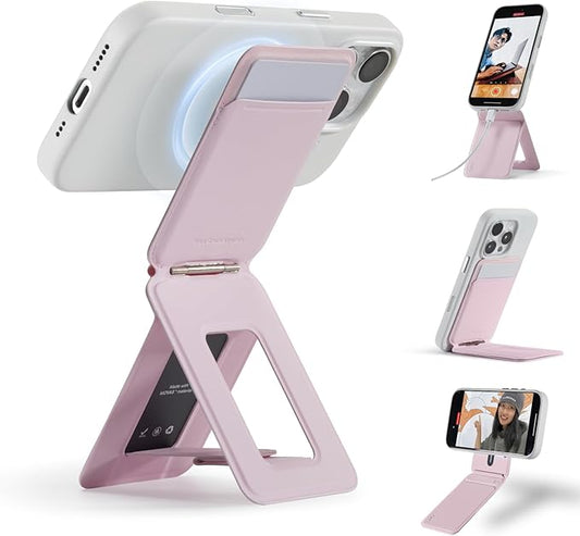 MOFT Phone Tripod Wallet for iPhone, Mulit-Angles, Lightweight & Portable Phone Stand, MOVAS Vegan Leather Magnetic Wallet, Strong Magnets, NFC Card Holder,Travel Essential, Blush (with Card Slot)