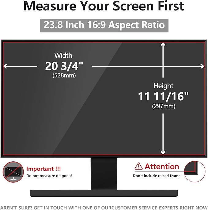 23.8 Inch Computer Privacy Screen Shield [2 Pack] for 16:9 Widescreen Desktop Monitor - Anti-Glare Blue Light Privacy Filter and Anti Spy Privacy Screen Protector Film