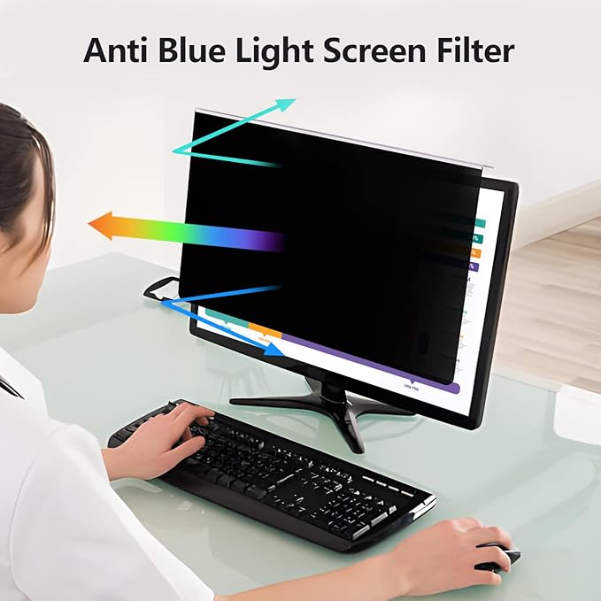 Computer Privacy Screen Protector for 20, 20.2, 21.5, 21.6, 22 Inches - 16:9 / 16:10 Aspect Ratio Monitor Anti Blue Light Widescreen Filter Hanging Type Easy Installation Shield for Desktop Computer