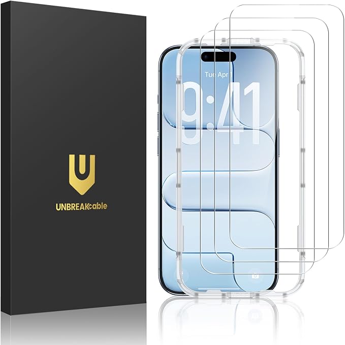 UNBREAKcable 3-Pack Screen Protector for iPhone Air, Double Shatterproof Tempered Glass [Easy Installation Frame] [9H Hardness] [99.99% HD Clear] [Case Friendly] for iPhone 6.5 inch