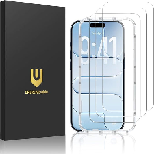 UNBREAKcable 3-Pack Screen Protector for iPhone Air, Double Shatterproof Tempered Glass [Easy Installation Frame] [9H Hardness] [99.99% HD Clear] [Case Friendly] for iPhone 6.5 inch