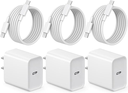 iPhone 17 16 15 Charger Fast Charging 3+3Pack Type C Charger USB C Chargers Block with 6FT Cable for iPhone Air/17/17 Plus/17 Pro/17 Pro Max/16/16 Plus/16 Pro/16 Pro Max/15/15 Pro Max/iPad Pro