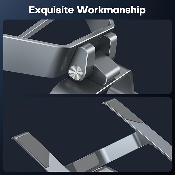 OMOTON More Stable Laptop Stand, Aluminum Adjustable Laptop Holder Stand for Desk, Ergonomic Detachable Notebook Riser Suitable for All Laptops (11-16 inch)