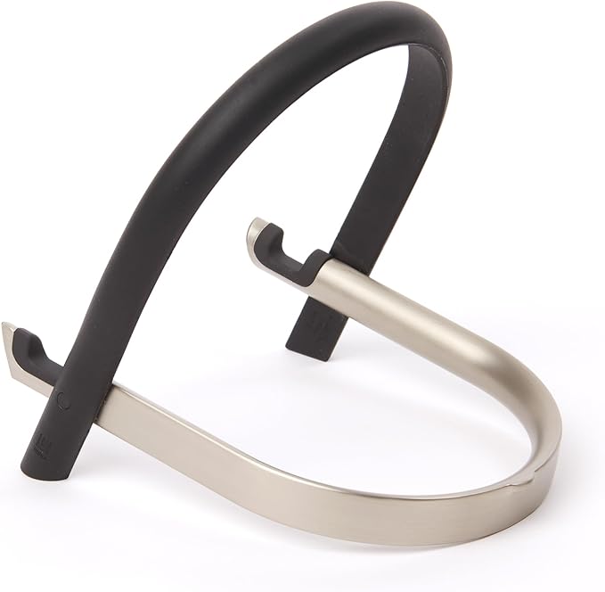 Umbra Udock Tablet/Phone Holder, Phone Easel/Tablet Easel - Great for Kitchen, Props Up Your Screen So You Can Follow Along with Recipes, Read/Watch Online Content, Black/Nickel Finish