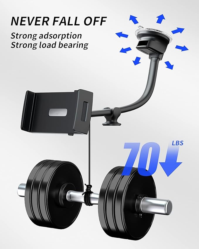 Tablet Car Mount - Windshield Dashboard Suction Cup Long Gooseneck Holder for Car, Truck, SUV - Compatible with 7-12.4 Inch Tablet/iPad/Samsung Tab, etc