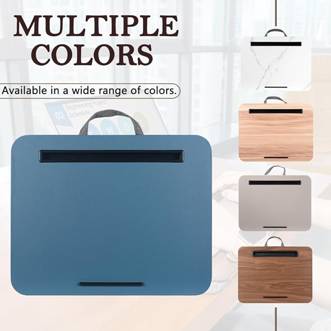 Portable Laptop Desk Fits Up to 16“ Laptops, with Tablet Slot, Built-in Cushion, Great for Home & Office,Lap Desk for Laptop,Lap Desk with Cushion (Blue, Medium)