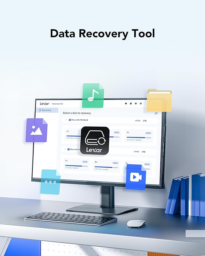 Lexar 128GB Blue Micro SD Card Up to 160MB/s, microSDXC UHS-I Memory Card with SD Adapter, C10, U3, A2, V30, Full HD, 4K UHD, High Speed TF Card