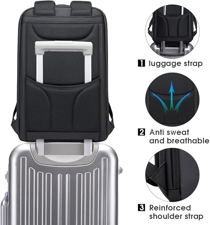 BANGE Business Smart Backpack Waterproof fit 15.6 Inch Laptop Backpack with USB Charging Port,Travel Durable Backpack