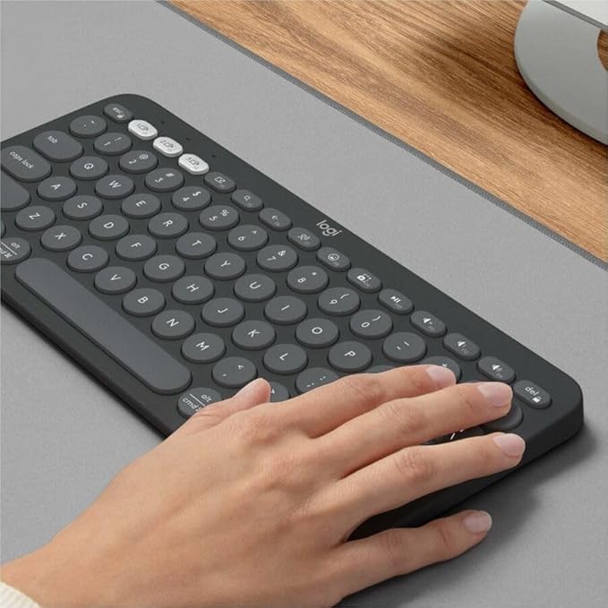 Logitech Pebble Keys 2 K380s, Multi-Device Bluetooth Wireless Keyboard with Customizable Shortcuts, Slim and Portable, Easy-Switch for Windows, macOS, iPadOS, Android, Chrome OS - Tonal Graphite