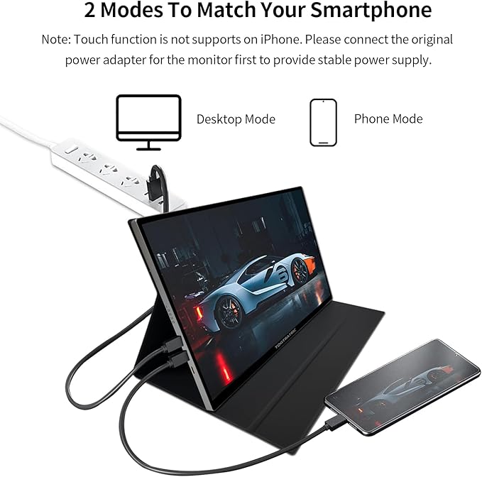 18.5 Inch Touchscreen Large Portable Monitor Metal Shell IPS HDR 1080P with Smart Cover & Rotatable Stand & Speakers, 99% sRGB, 350cd/m², VESA, USB-C HDMI External Touch Screen for Mac/Laptop/PC/Phone