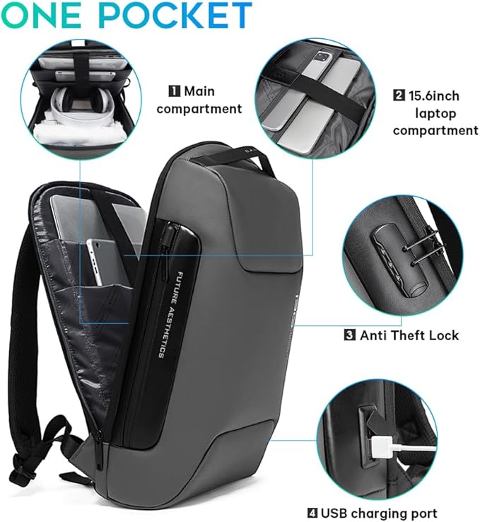 BANGE Anti Theft Backpack,Business Backpacks with USB Charging Port, Slim Laptop Back Pack Fit for 15.6 INCH,Men Travel Backpack with Water Bottle Holder for Men and Women…