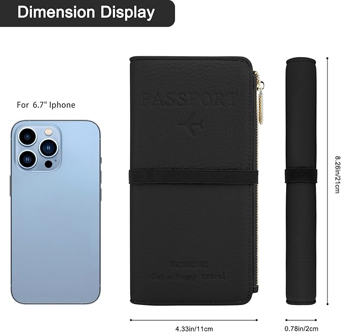 DOB SECHS Leather Passport Holder, RFID Blocking Passport Wallet Credit Cards Case for Women, Travel Accessories Organizer Pouch Bag with ID Window+Zippered Cash Pocket+SIM Slots, Yellow