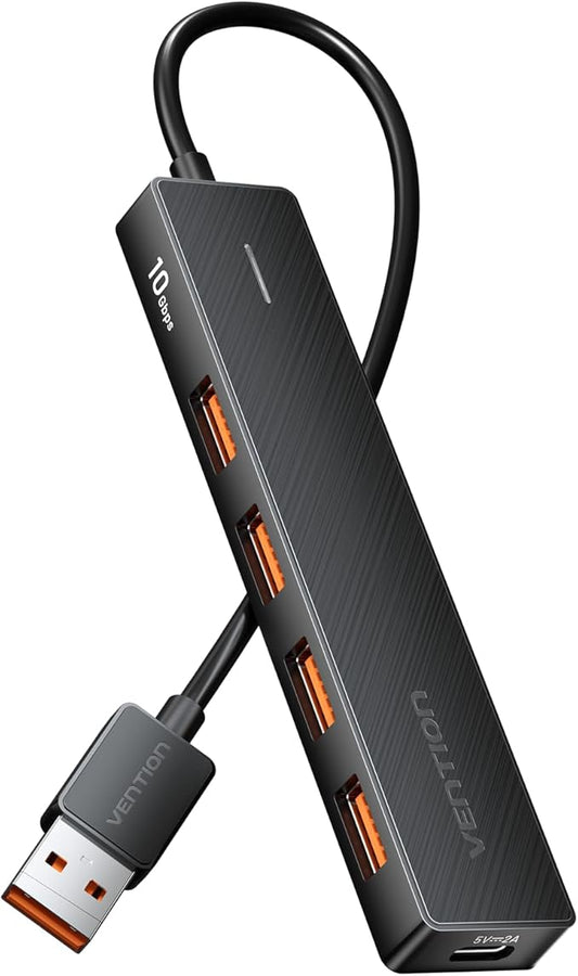 VENTION 10Gbps USB 3.2 Hub, USB Hub with 4 USB A 3.2 Ports, USB 3.2 Gen 2 Splitter USB Expander for Chromebook Surface Pro 3 iMac PS4 Laptop Xbox Flash Drive