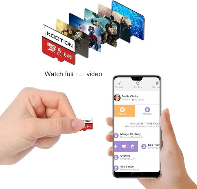 KOOTION 64GB Micro SD Card 2 Pack, Micro SDXC Memory Card Class 10 Micro SD Cards UHS-I, C10, U1, High Speed TF Flash Card with Adapter