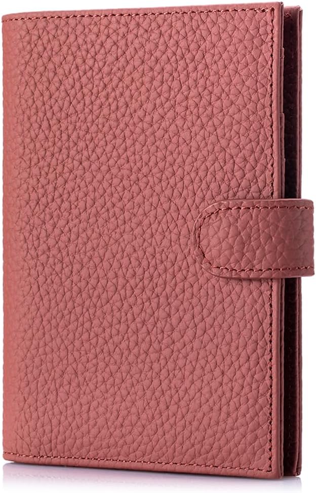 Slim Passport Wallet for Women – RFID Blocking Travel Holder with 1 Passport Slot & 3 Card Slots, Coin Pocket & SIM Slot – Genuine Leather Travel Organizer Brick Red