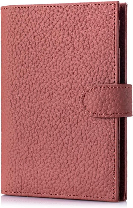 Slim Passport Wallet for Women – RFID Blocking Travel Holder with 1 Passport Slot & 3 Card Slots, Coin Pocket & SIM Slot – Genuine Leather Travel Organizer Brick Red