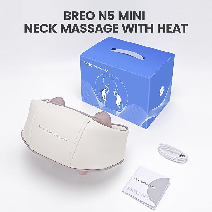 Breo N5 Mini Neck Massager with Heat, Electric Massager for Neck and Shoulder, Deep Massage at Home, Muscle Relaxation Gifts