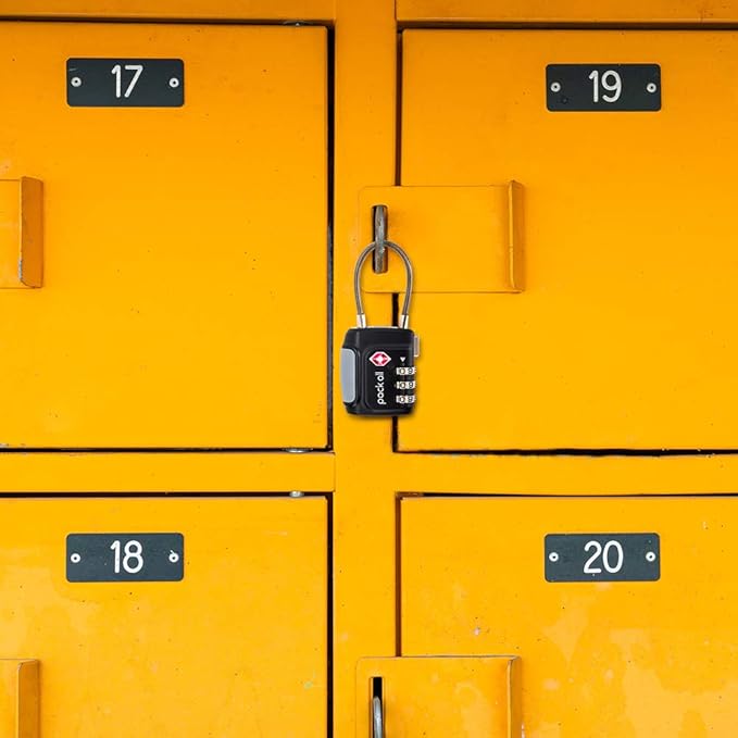 pack all TSA Approved Cable Luggage Locks, 3 Digit Combination Padlocks, Travel Lock for Suitcases & Bag, Alloy Body, Travel Accessories (4 Pack)