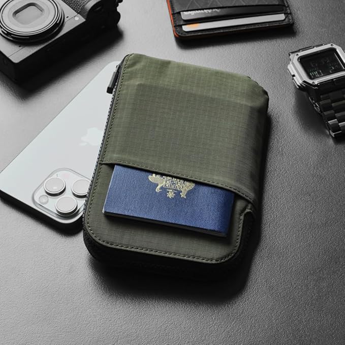 ALPAKA Zip Travel Wallet - Store Your Travel Accessories Efficiently - 3 Internal Pockets For Your Passport and More - 2 Card Slots - Made From Recycled and RFID-Protective Material