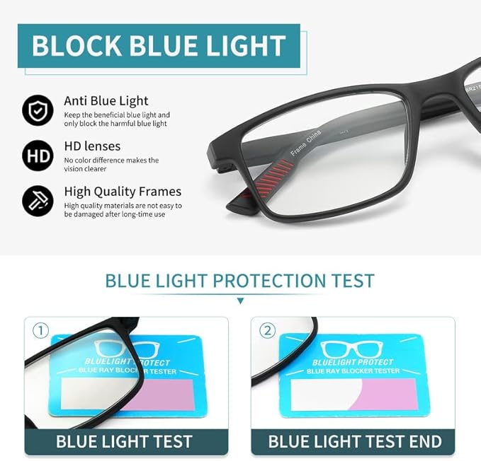 4 packs of blue block reading glasses (male and female), computer reader, UV block glasses (1.00x)