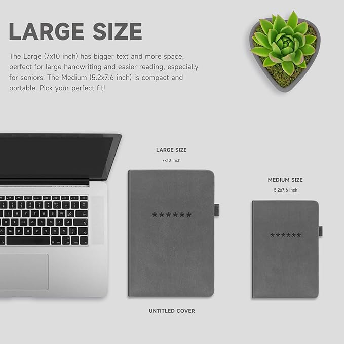 Password Book with Alphabetical Tabs – Hardcover Internet Address & Password Organizer – Password Keeper Notebook for Computer & Website – 7 x 10" Log-in Password Journal w/Thick Paper (Grey)