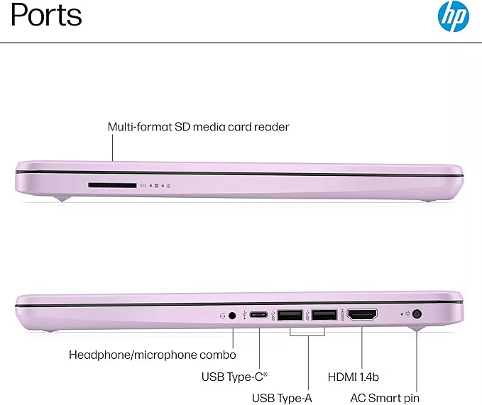 HP 14" Laptop 2025 Business Student Slim Computer, Lifetime MS Office, Copilot AI, Quad-Core Intel CPU, 16GB RAM, 628GB Storage (128GB UFS+500GB Ext), MarxsolAccessory, Wi-Fi 6, Win 11 Pro, Lavender