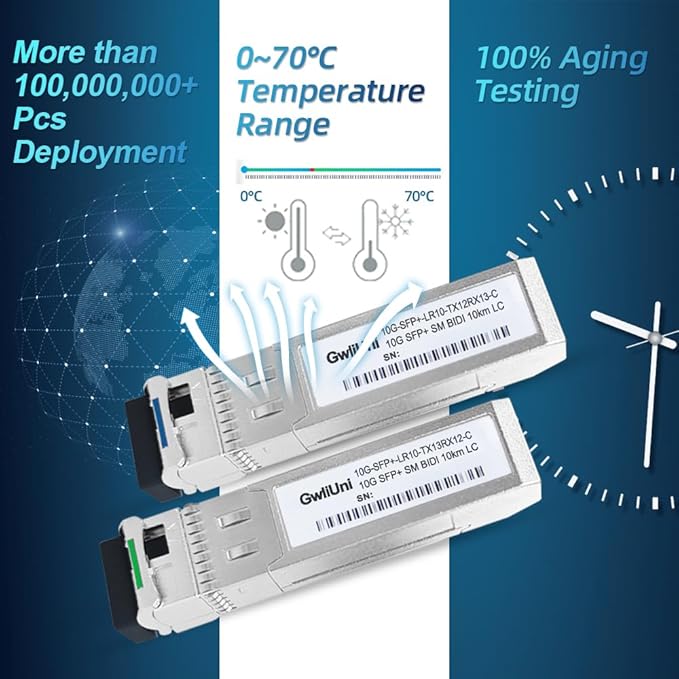 5 Pairs 10G BIDI SFP+ Single Mode Fiber Module Network Transceiver, LR SM 1270nm 1330nm 10km, Simplex LC Interface for Switch, Router, Firewall, Network Card, Server etc
