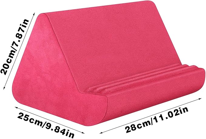 Rose Red Soft Tablet Pillow - Adjustable Stand for iPads & More, Lazy Holder with Pocket