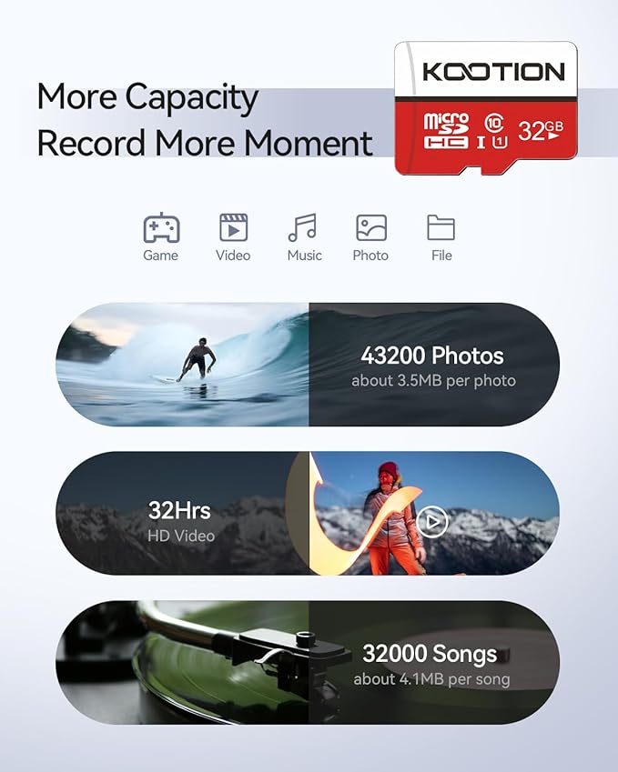 KOOTION 32GB Micro SD Card 5 Pack, Class 10 MicroSDHC Flash Memory Card with Adapter UHS-I, Full HD, C10 TF Card for Smartphone