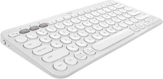 Logitech Pebble Keys 2 K380s, Multi-Device Bluetooth Wireless Keyboard with Customizable Shortcuts, Slim and Portable, Easy-Switch for Windows, macOS, iPadOS, Android, Chrome OS - Tonal White