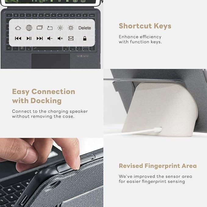 EIP Magnetix Keyboard Case for Google Pixel Tablet 11 inch (2023), Adjustable Viewing Angle, Detachable, Easy Carry, Protective Cover Compatible with Speaker Dock, 7 Backlight Color, US Layout