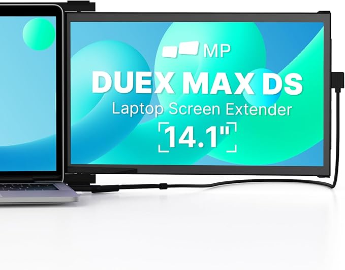 Portable Monitor - [2025 Upgrade] Mobile Pixels Duex Max DS 14.1'' Laptop Screen Extender, USB C/HDMI Plug and Play, 1080P Monitor for 14''-17 '' Laptops, Compatible with Mac/Windows/Android/Switch