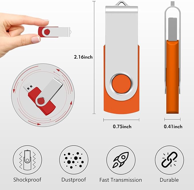 [ NOT 128GB ] AreTop 128MB USB Flash Drive 10 Pack, Premium USB 2.0 Swivel Memory Stick Thumb Drive Bulk Jump Drive Pack (10PCS 128MB, Mix Colors)