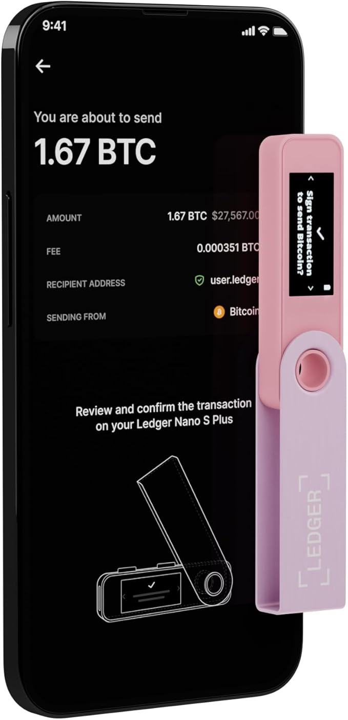 Ledger Nano S Plus (Pastel Pink): The Perfect Entry-Level Hardware Wallet to securely Manage All Your Crypto and NFTs. (Not Compatible with iOS)