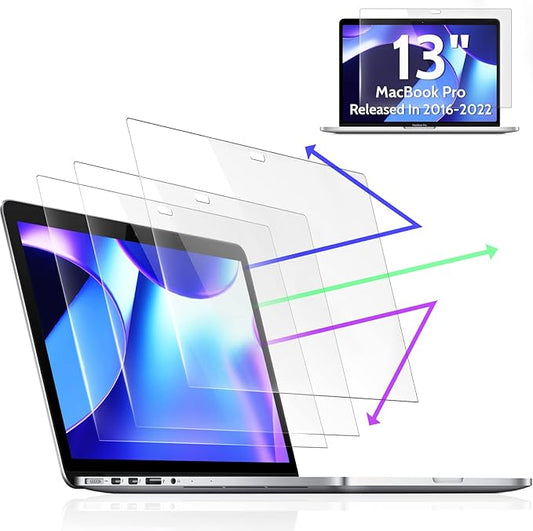 3-Pack Anti Blue Light Screen Protector for MacBook Pro 13 Inch(2016-2022,M1,M2)&MacBook Air 13In(2018-2021,M1), 13.3" Mac Laptop Glare Filter Uv Blocker Shield Cover Eye Protection Film