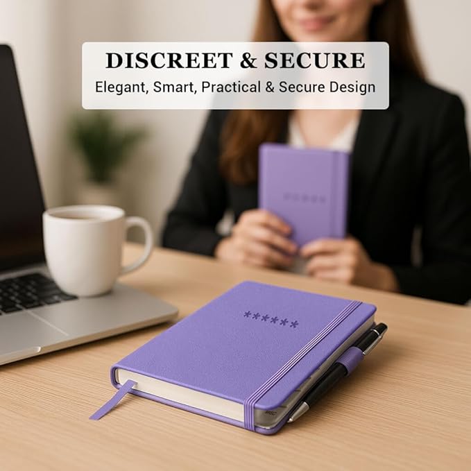 Password Book with Alphabetical Tabs – Hardcover Internet Address & Password Organizer – Password Keeper Notebook for Computer & Website – 5.2 x 7.6" (Lavender)