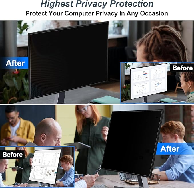 [2-Pack] 24 Inch Privacy Screen for Monitor Computer Screen Privacy Filter for 16:10 Widescreen Monitor Desktop PC Monitor Privacy Film Monitor Privacy Shield and Anti-Glare Protector