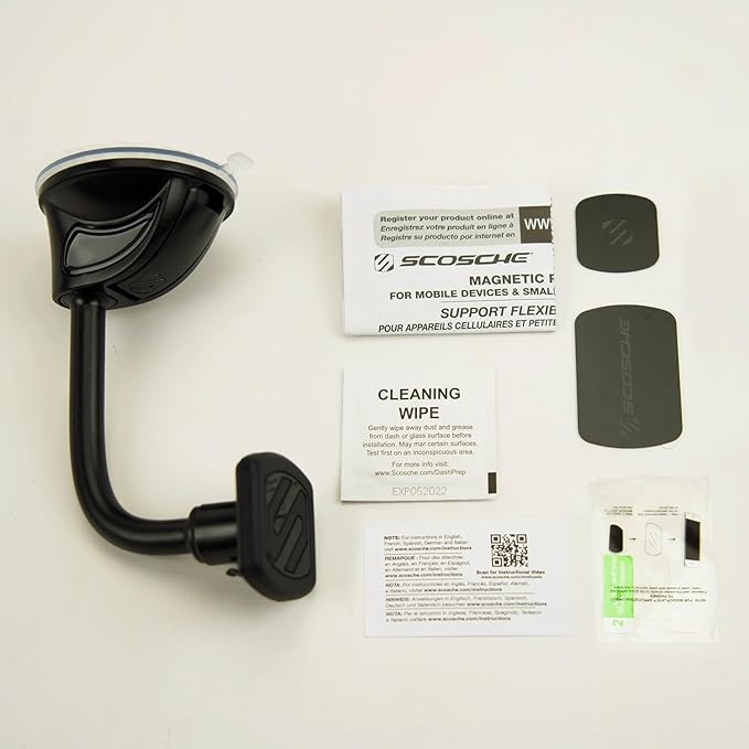 Scosche MAGWDMB MagicMount Flex Neck Suction Cup Car Phone Mount for Dashboard/Windshield, 360° Adjustable Magnetic Head, Universal Cell Phone Holder Compatible with iPhone, Samsung & All Devices