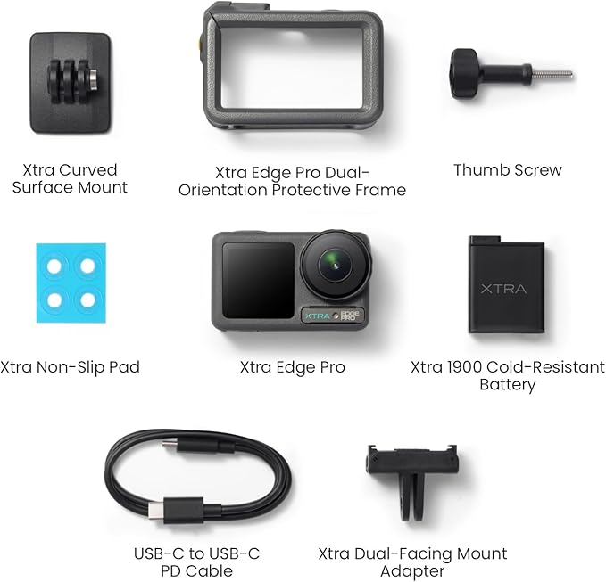 Xtra Pro Action Camera, 4K Vlogging Camera with 1/1.3'' Sensor, 65ft Waterproof, Night View & Stabilization for Cycling, Diving, Sports Shooting