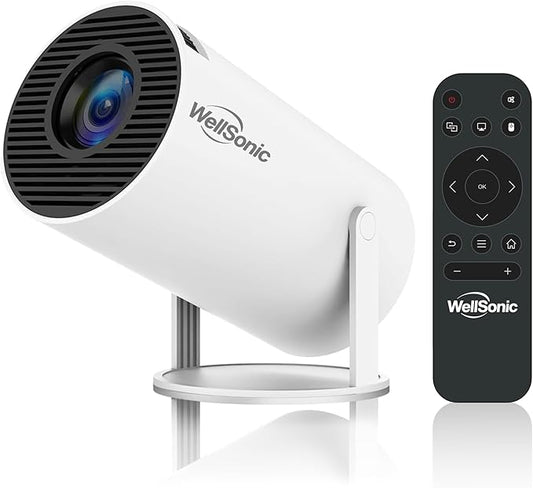 Mini Projector Support 4K, 200 Ansi Outdoor & Home Movie Portable Projector with Wifi6 and 5.0 Bluetooth, Automatic Keystone Correction, 180°Rotatable, Compatible with HDMI USB PC Laptop