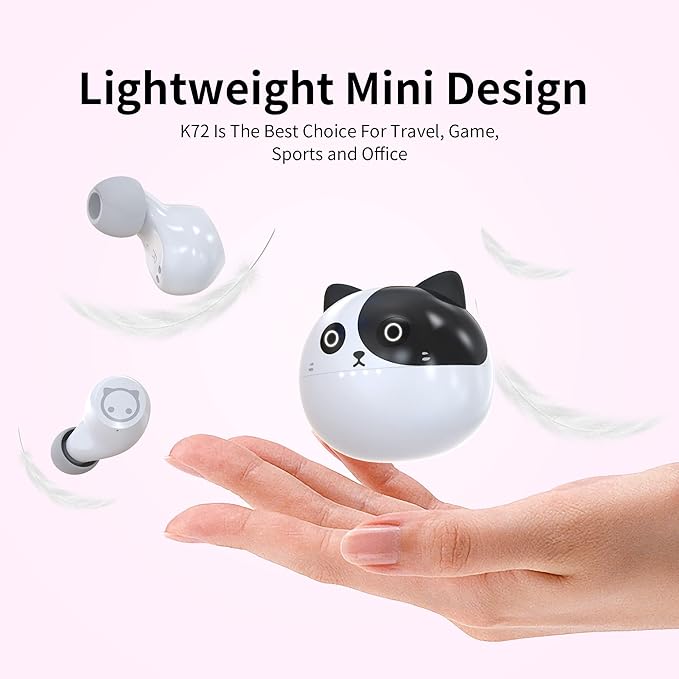 Wireless Earbuds,Cartoon Wireless Bluetooth 5.0 Headset Built-in Mic,Cute Panda Earbuds,IPX5 Waterproof Headphones,Wireless Sports Earphones,36H Playtime HiFi Stereo Deep Bass Earbuds