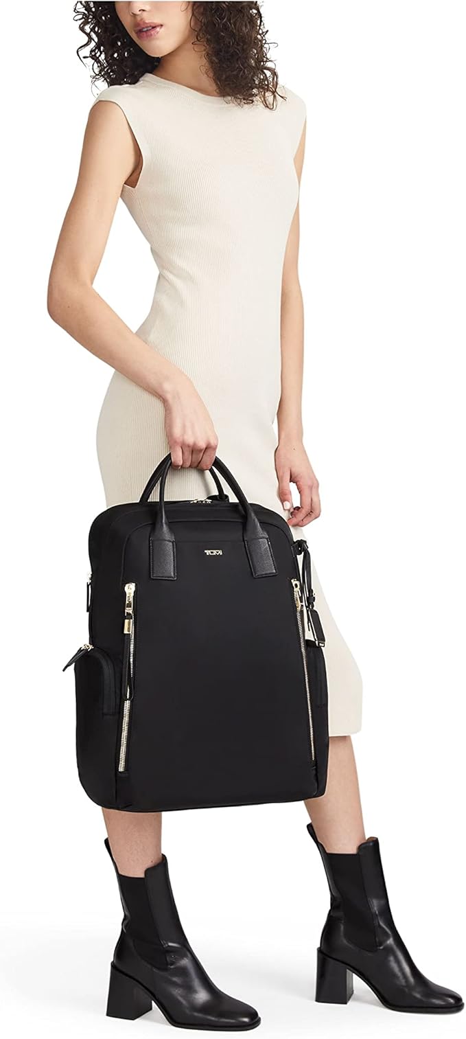 TUMI - Voyageur Atlanta Backpack - Travel Backpack for Women - For Business, Commute - Holds Up to 17" Laptop - Black & Gold Hardware